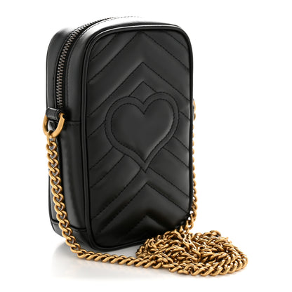 Gucci Calfskin Matelasse Mini GG Marmont Crossbody Bag Black 3 of 11