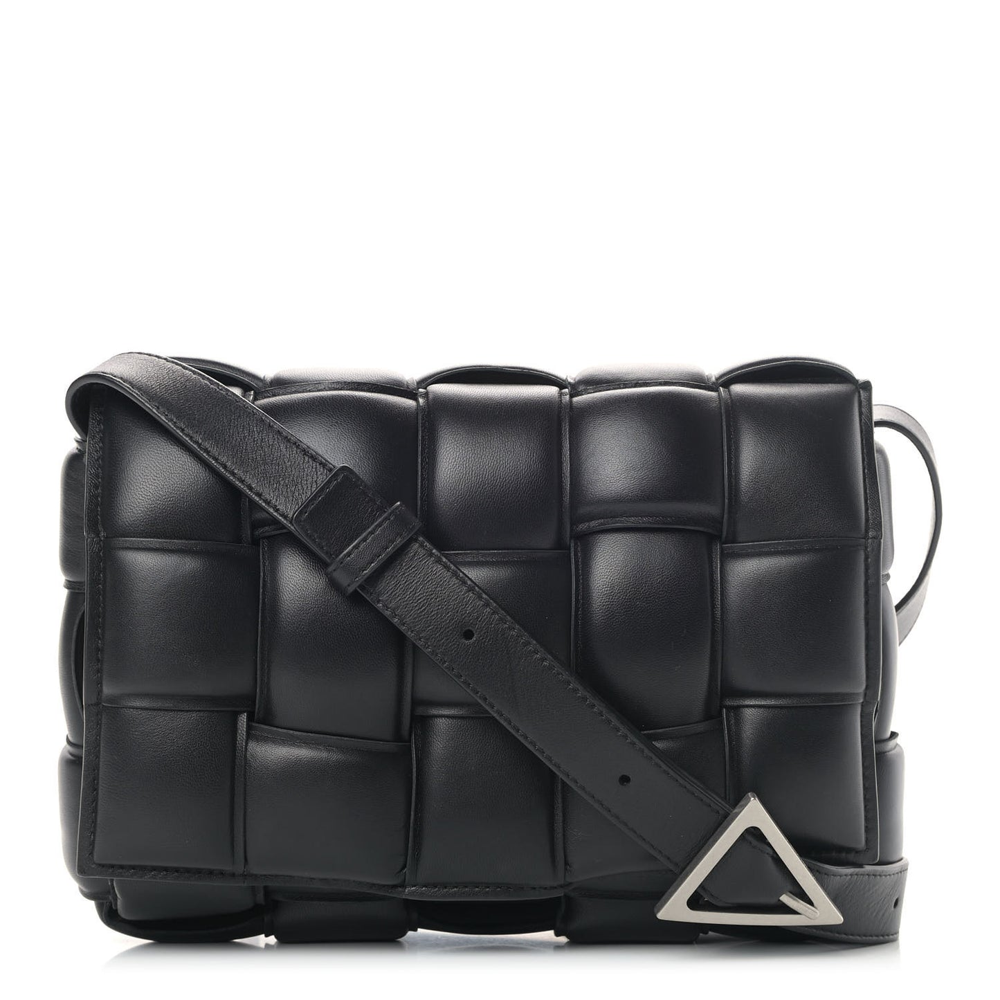 Paper Calfskin Maxi Intreccio Padded Cassette Crossbody Bag Black