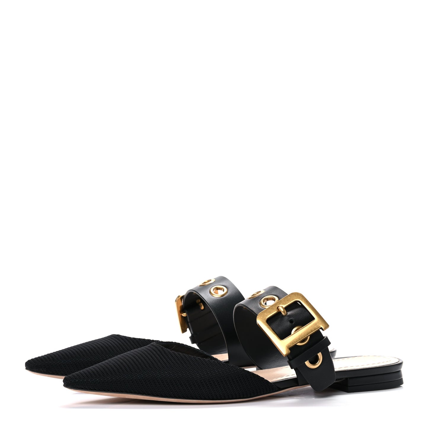 Technical Fabric D-Dior Ballerina Flat Mule 38 Black