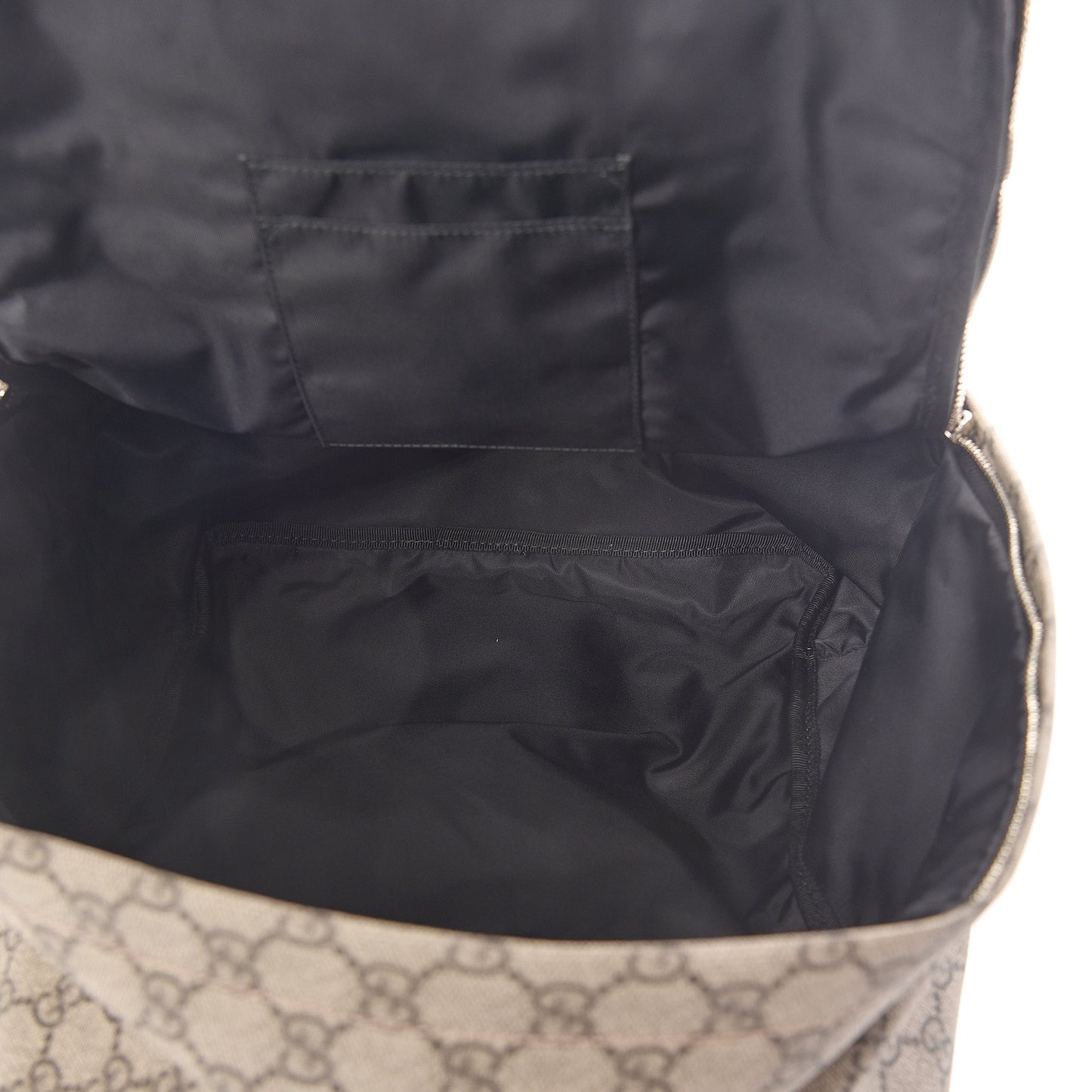 Soft GG Supreme Monogram Appia Calfskin Web Tote Backpack Beige Ebony Black
