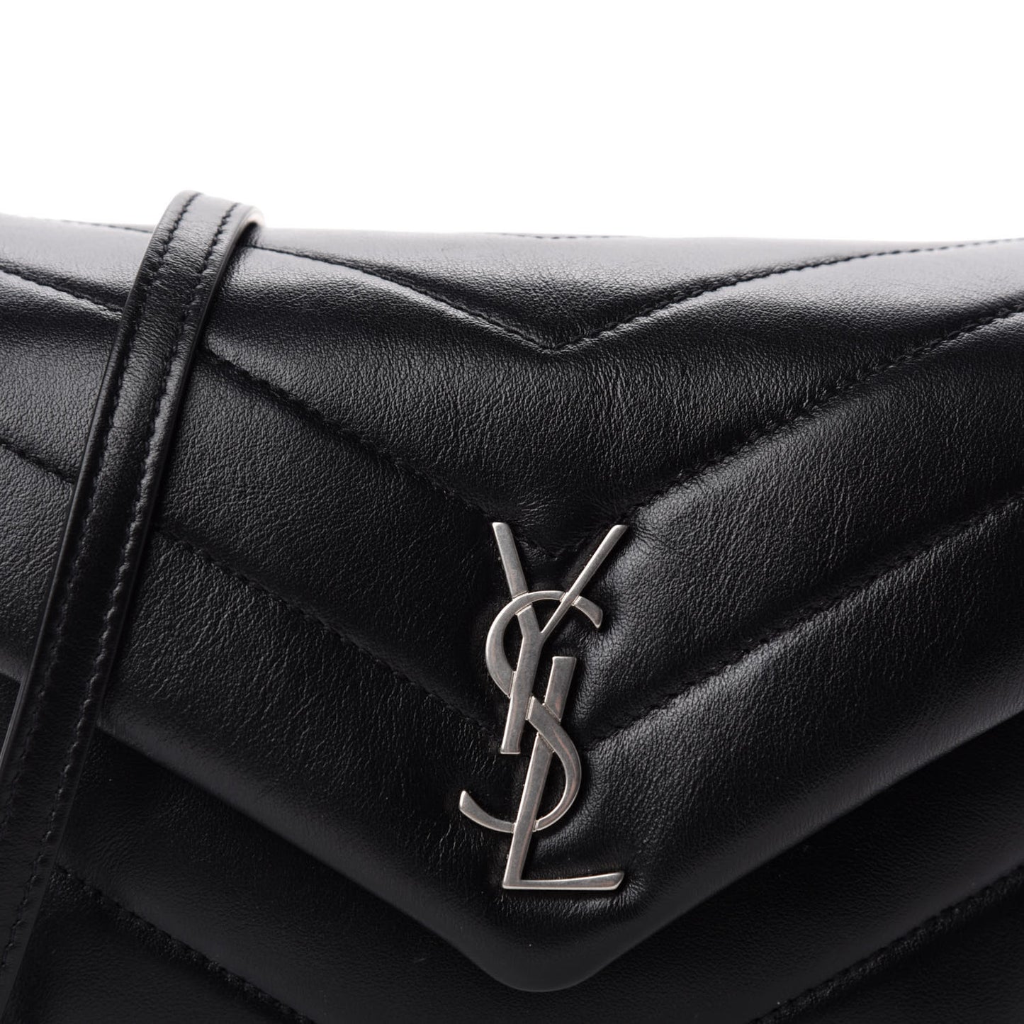 Calfskin Y Quilted Monogram Toy Loulou Crossbody Bag Black