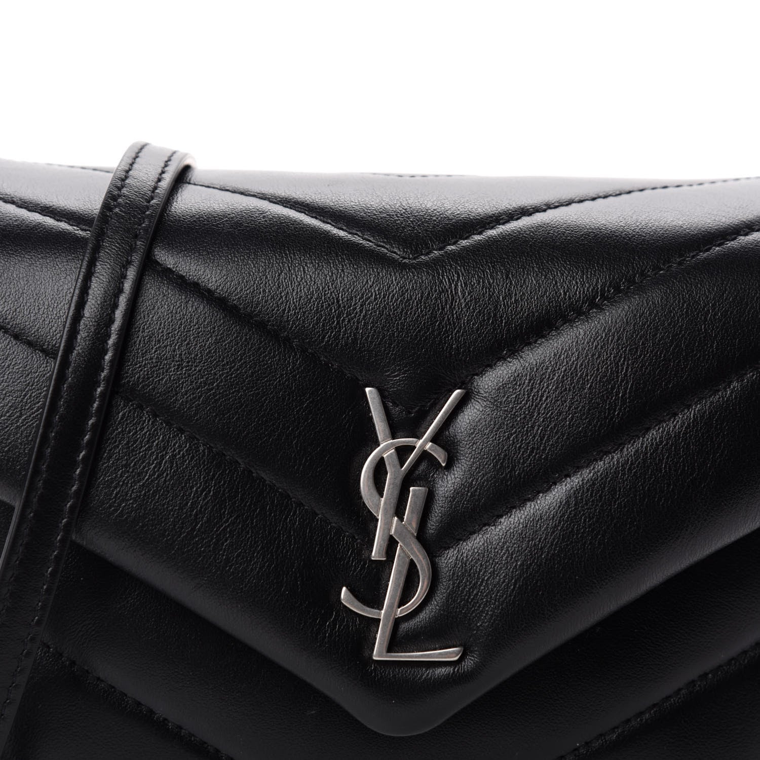 Saint Laurent Calfskin Y Quilted Monogram Toy Loulou Crossbody Bag Black 11 of 12