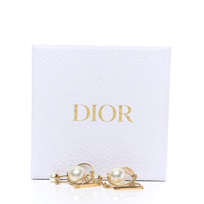 Christian Dior Pearl Tribales Dangle Chain Earrings Gold 5 of 5