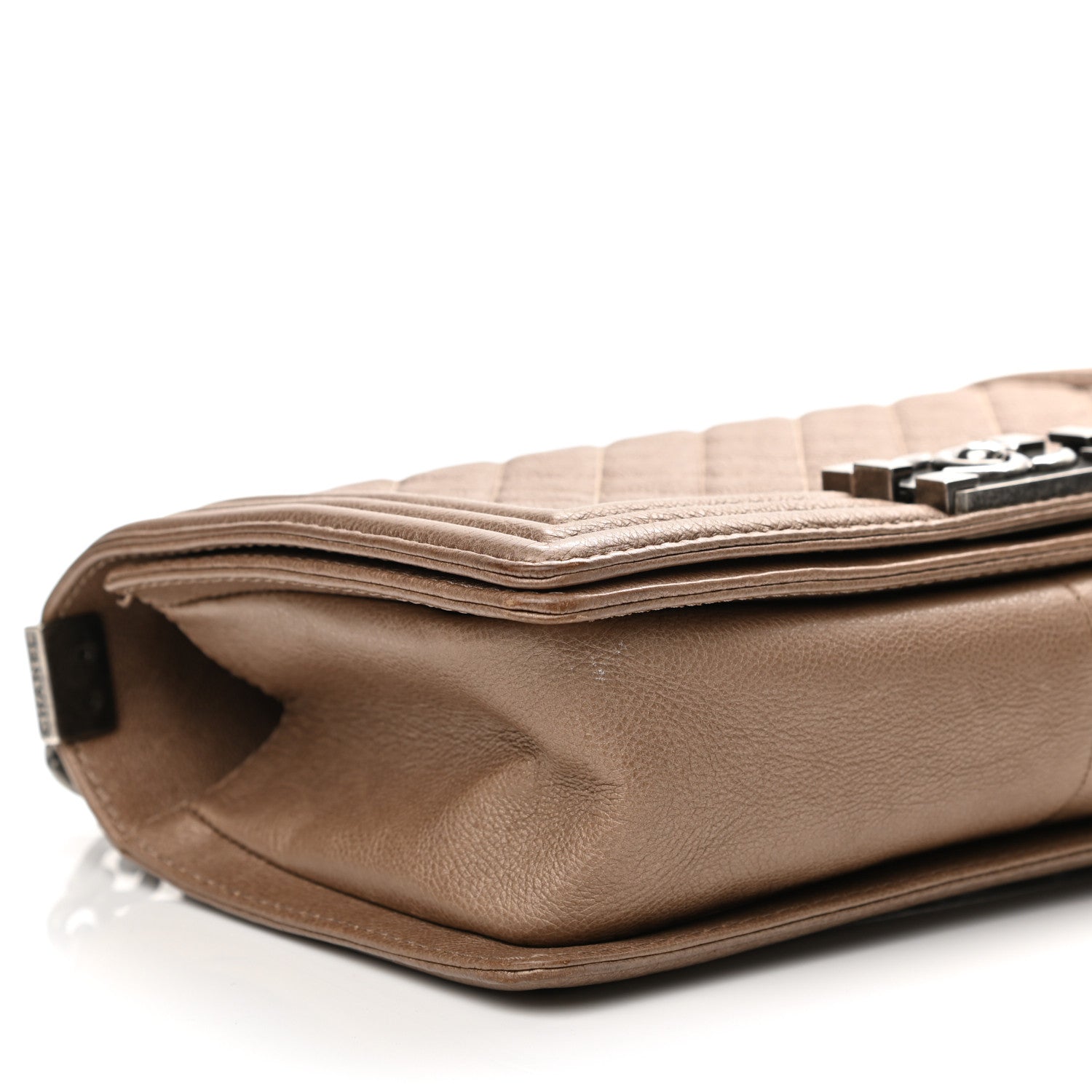 Chanel Metallic Calfskin Quilted Medium Boy Flap Taupe 9 of 15