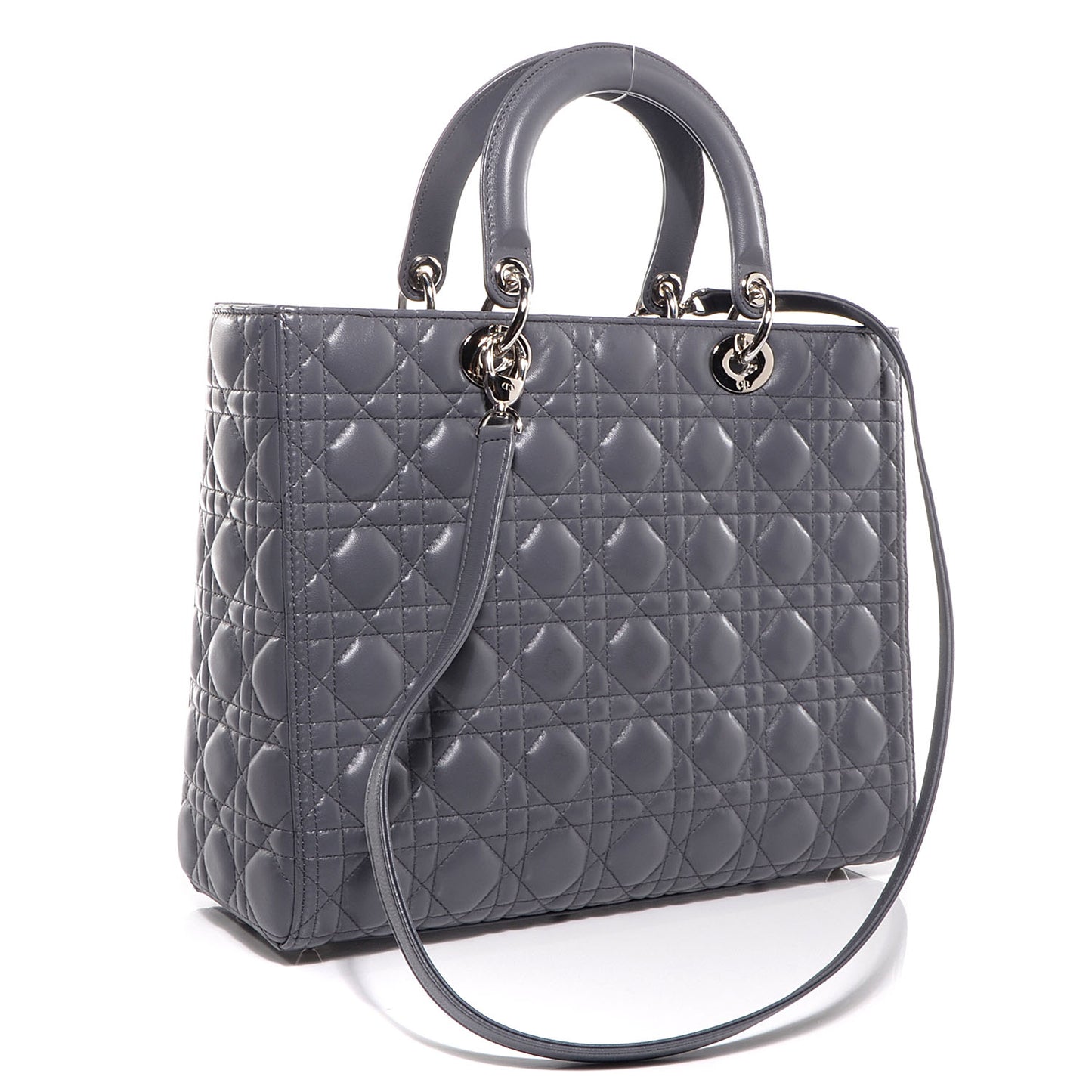 Lambskin Cannage Large Lady Dior Grey