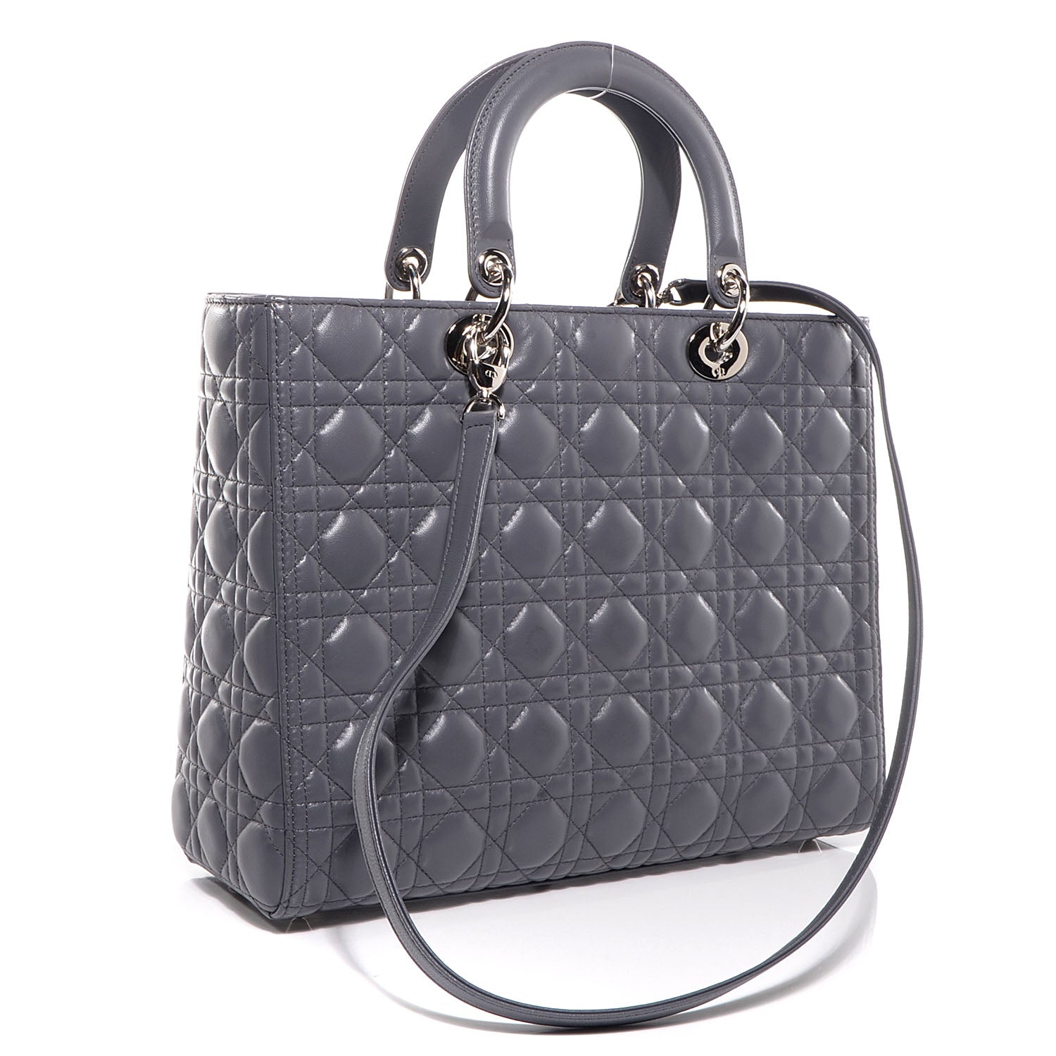 Christian Dior Lambskin Cannage Large Lady Dior Grey 3 of 12
