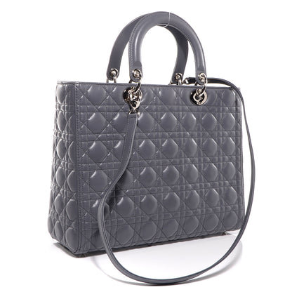 Christian Dior Lambskin Cannage Large Lady Dior Grey 3 of 12