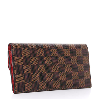 Louis Vuitton Damier Ebene Emilie Wallet Red 3 of 11