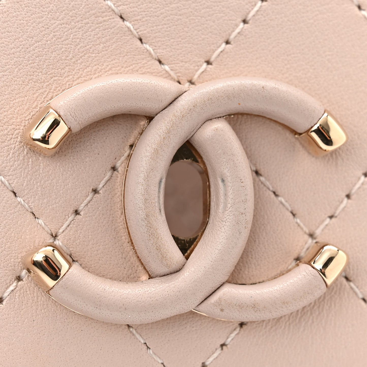 Calfskin Stitched Medium Covered CC Flap Bag Light Pink