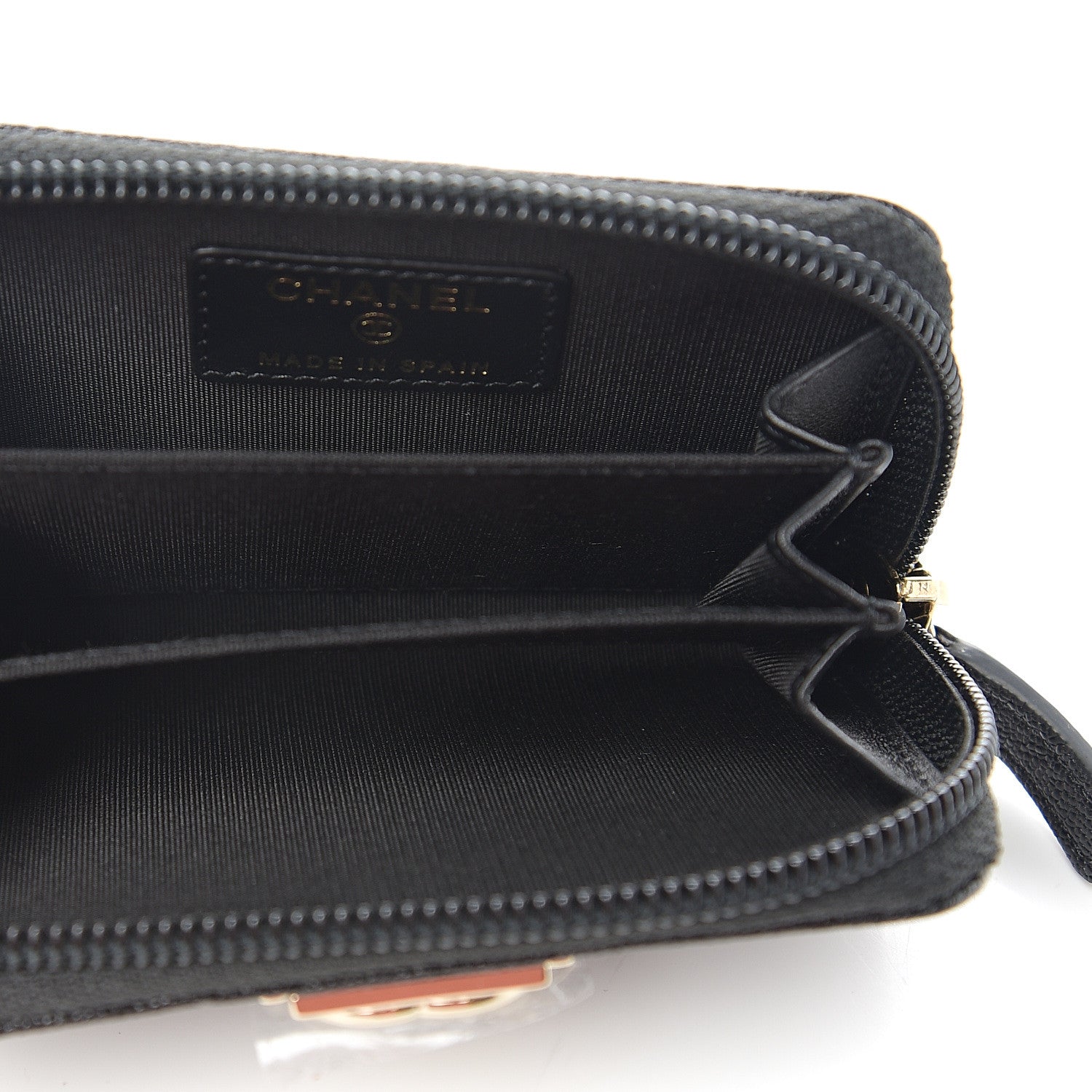 Chanel Caviar Chevron Quilted Boy Zip Around Coin Purse Wallet Black 4 of 7