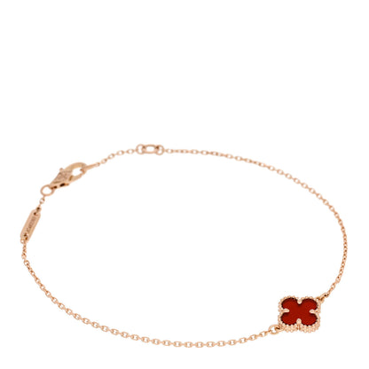 Van Cleef & Arpels 18K Rose Gold Carnelian Sweet Alhambra Bracelet 1 of 5