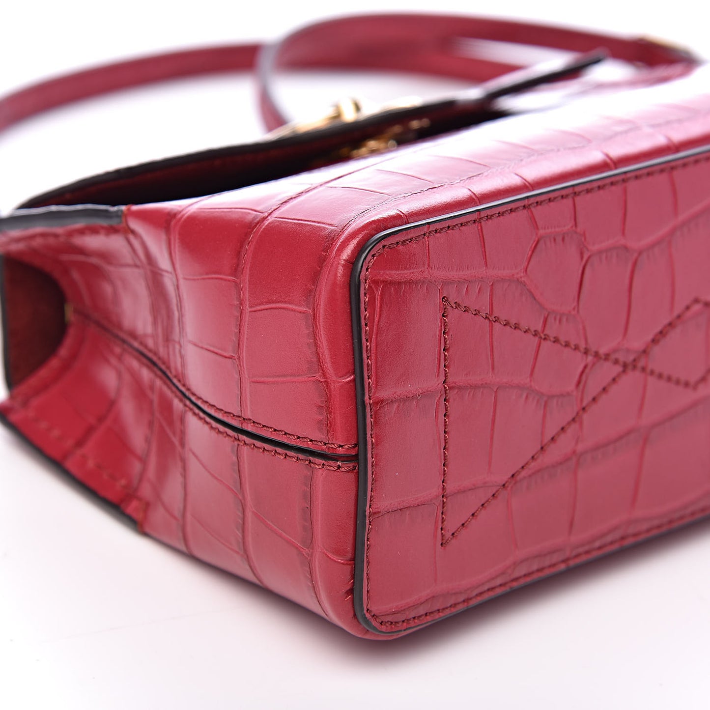 Shiny Croc Calfskin Embossed Micro Seaton Red Berry