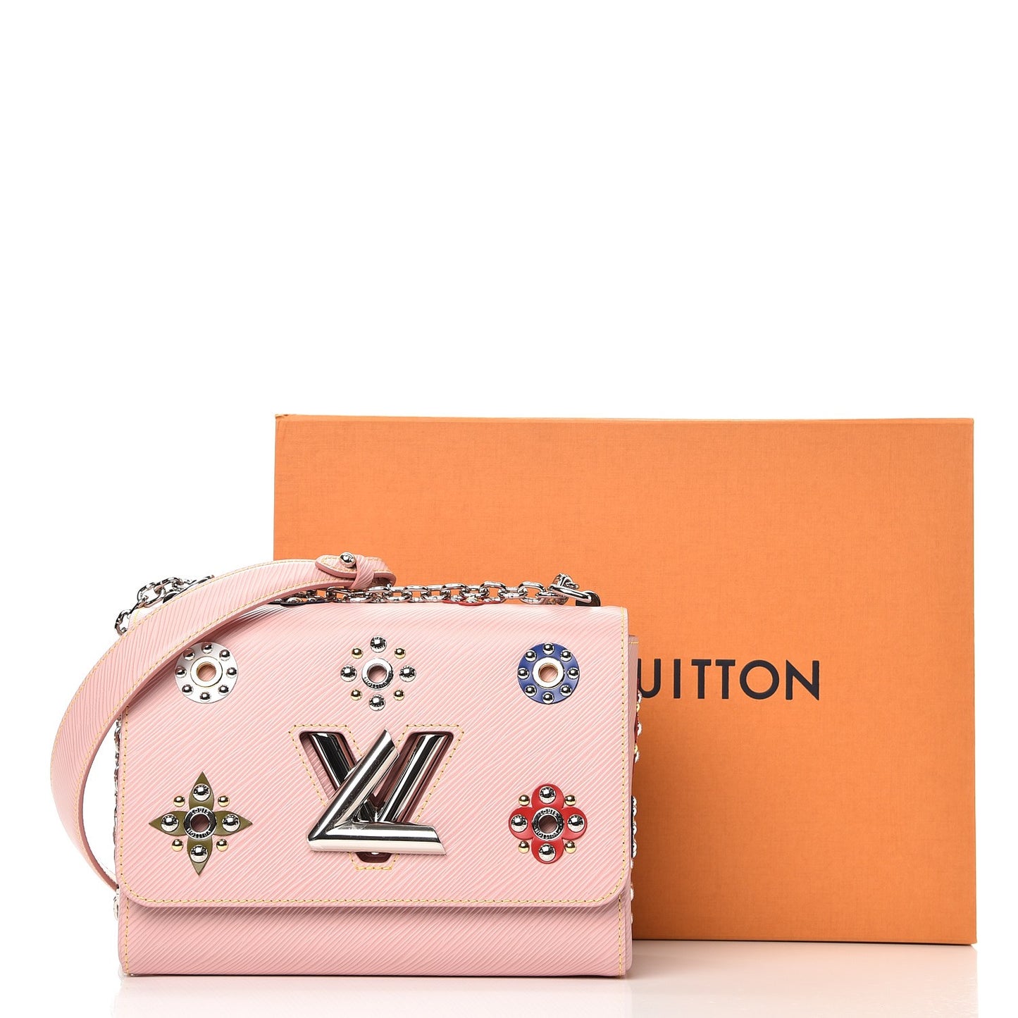 Epi Mechanical Flowers Twist Shoulder Bag MM Rose Ballerine