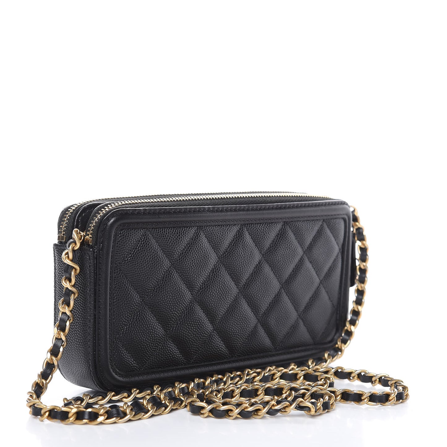 Caviar Quilted CC Filigree Clutch With Chain Black