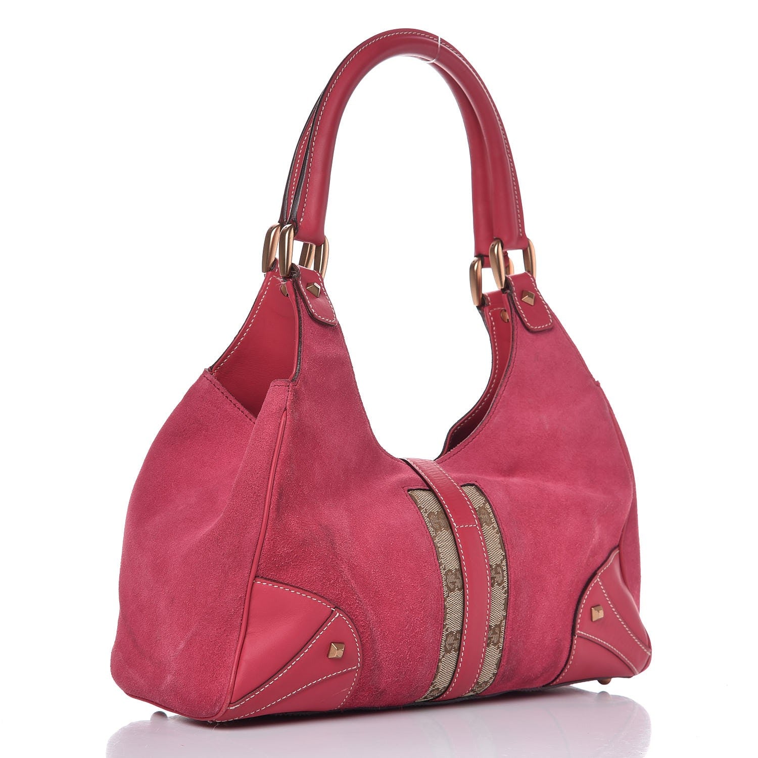 Gucci Suede Monogram Large Bardot Pink 3 of 25