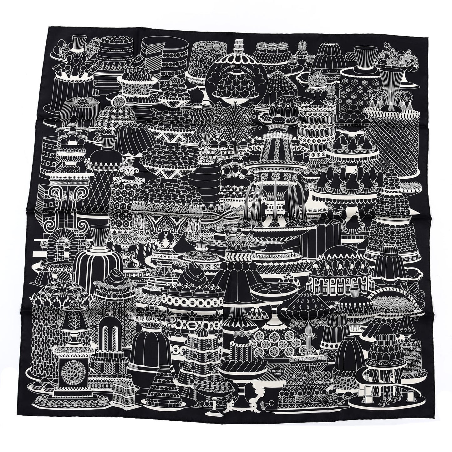 Silk La Patisserie Francaise Scarf 90 Black Creme
