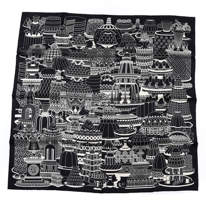 Hermes Silk La Patisserie Francaise Scarf 90 Black Creme 1 of 5