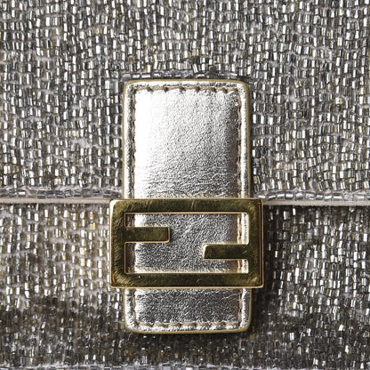 Fendi Laminated Goatskin Beaded Micro Baguette Oro Chiaro Platino 9 of 9