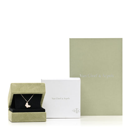 Van Cleef & Arpels 18K Yellow Gold Mother of Pearl Sweet Alhambra Butterfly Pendant Necklace 5 of 5