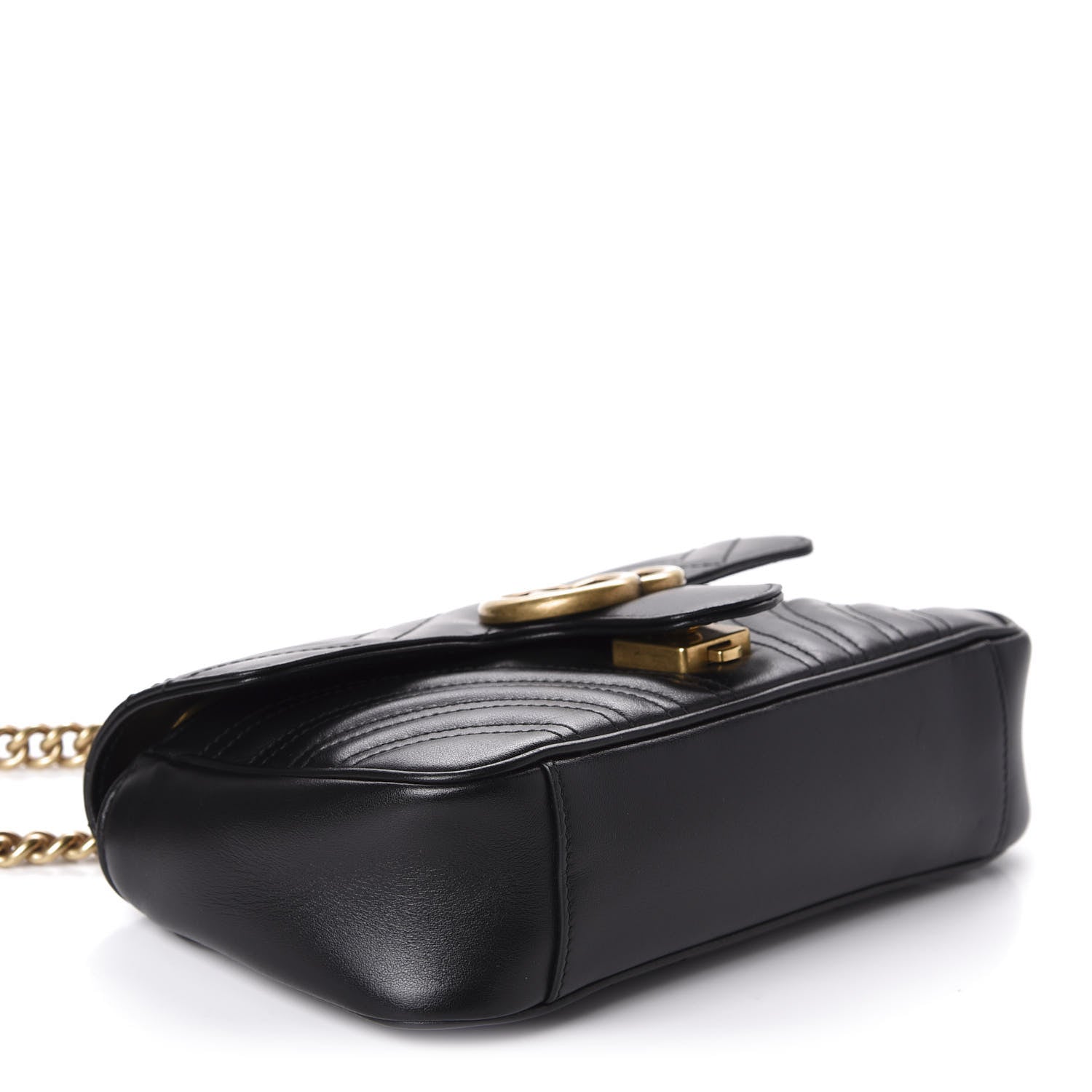 Gucci Calfskin Matelasse Mini GG Marmont Shoulder Bag Black 4 of 12