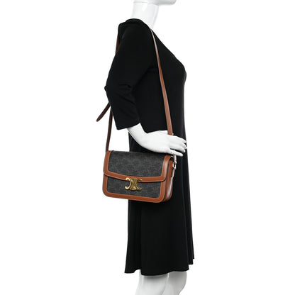 Celine Triomphe Canvas Calfskin Medium Triomphe Bag Tan 2 of 10