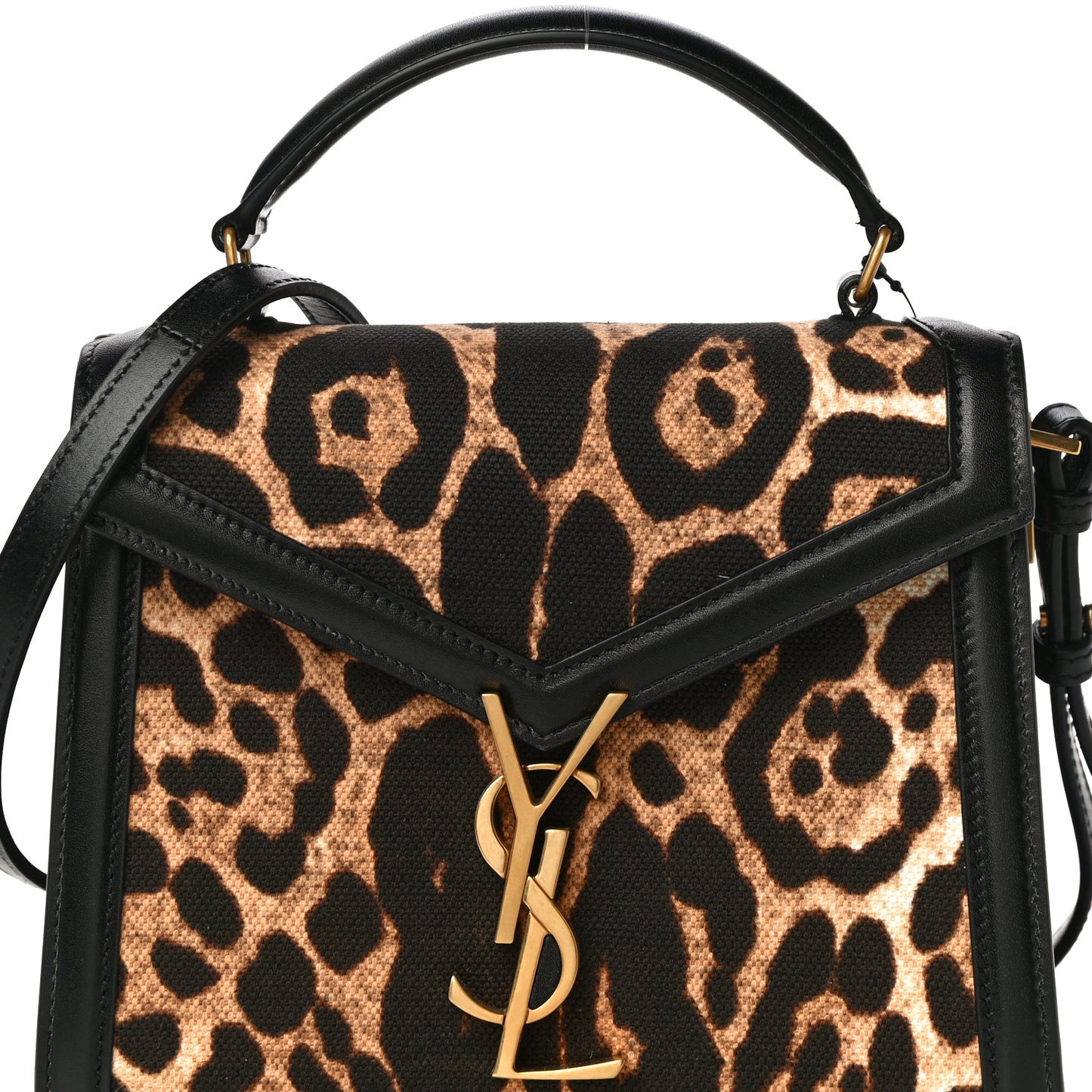 Canvas Leopard Print Mini Classic Monogram Cassandra Top Handle Black