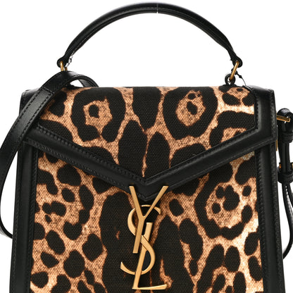 Saint Laurent Canvas Leopard Print Mini Classic Monogram Cassandra Top Handle Black 8 of 11