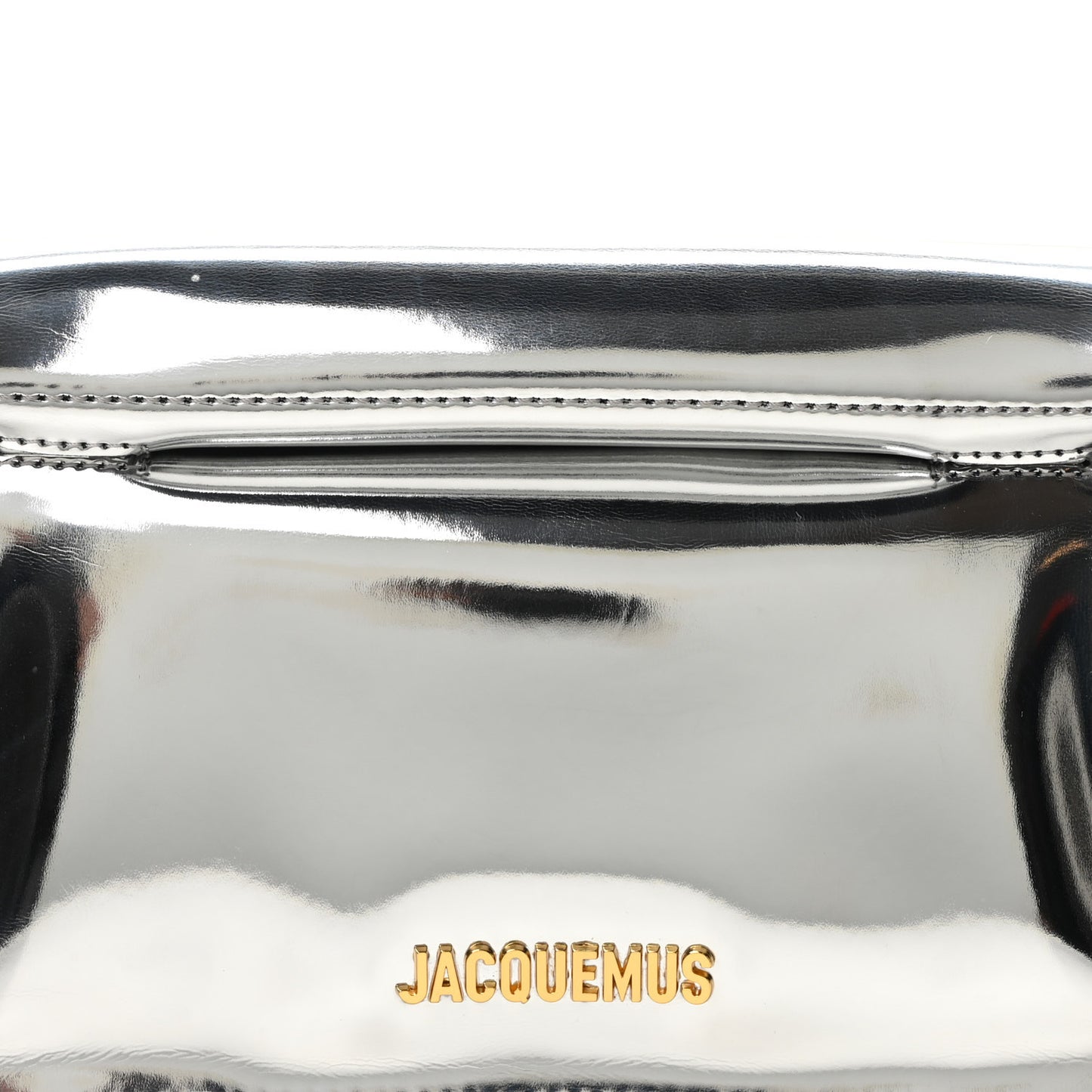 Metallic Patent Calfskin La Pochette Rond Carre Bag Silver