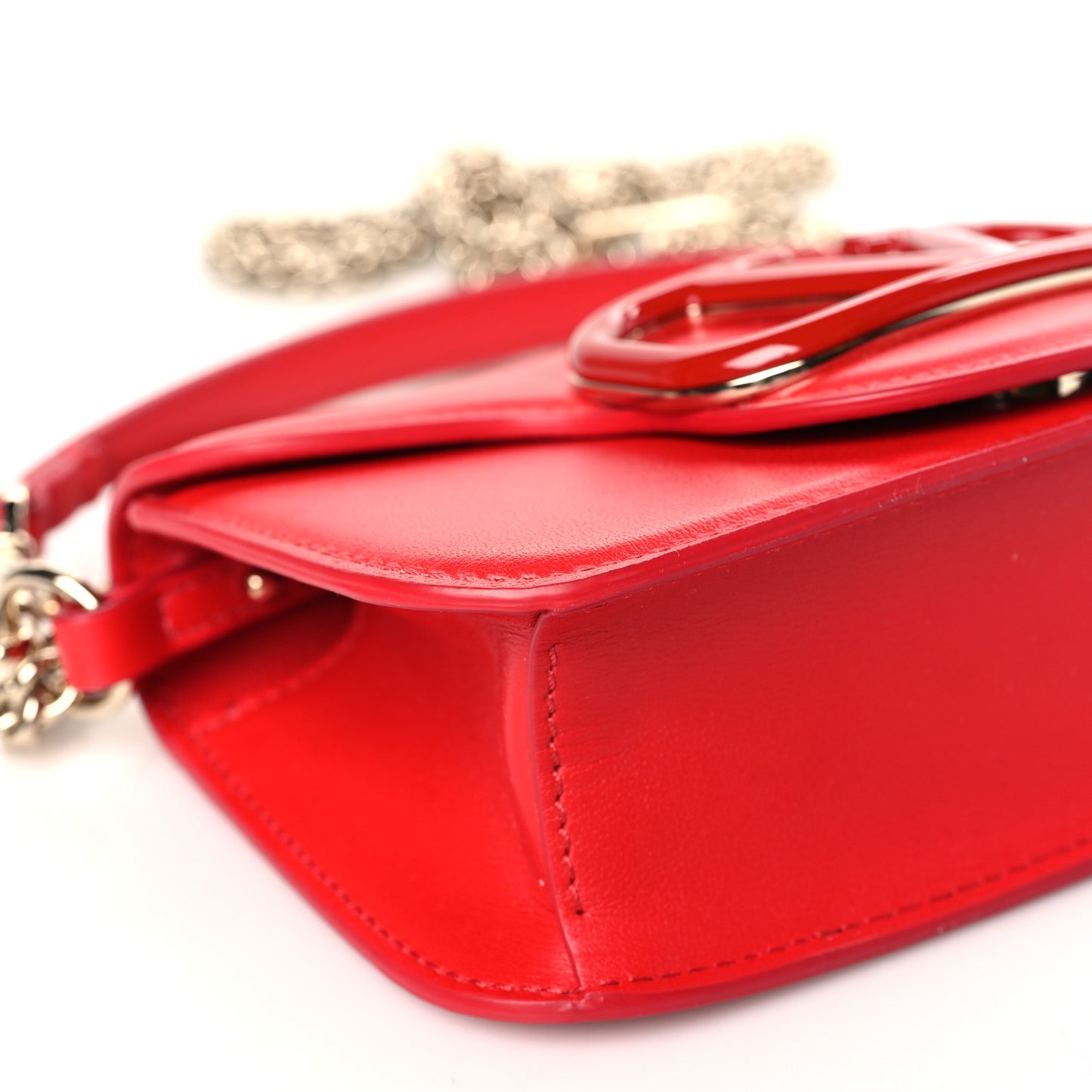 Calfskin Enamel Vlogo Small Loco Shoulder Bag Rouge Pur
