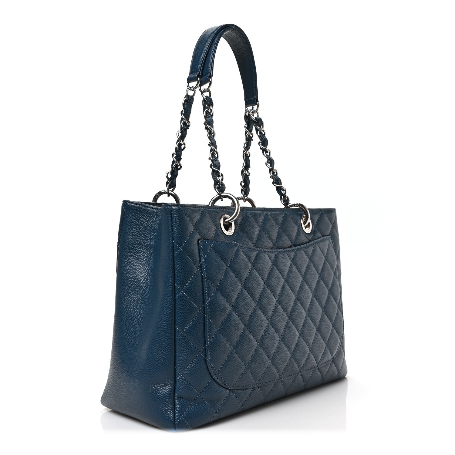 Chanel Caviar Quilted Grand Shopping Tote GST Blue 3 of 8