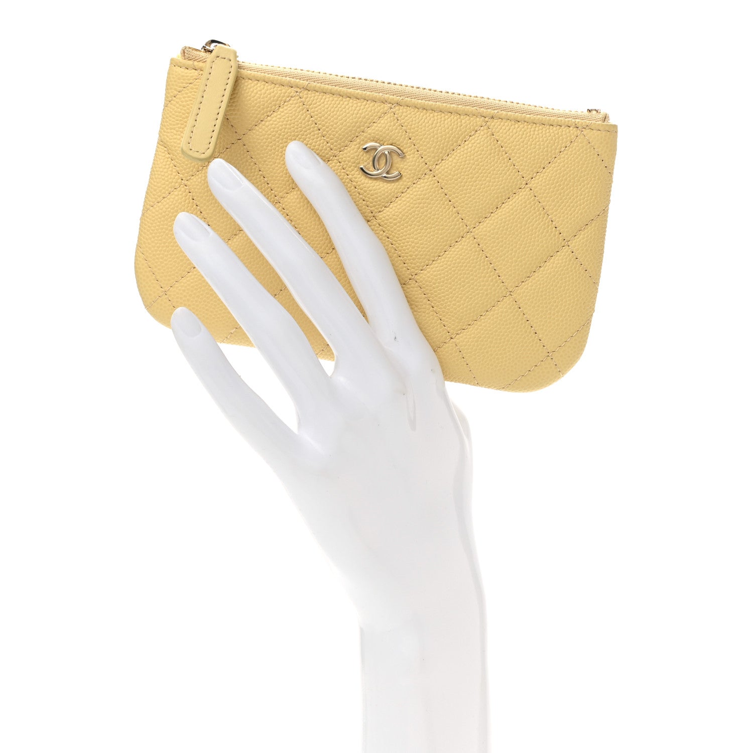 Chanel Caviar Quilted Small Cosmetic Case Yellow 2 of 8