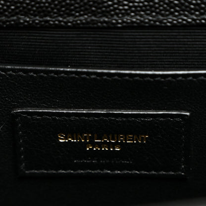 Saint Laurent Grain De Poudre Textured Mixed Matelasse Triquilt Medium Monogram Satchel Black 6 of 9