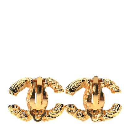 Chanel Textured CC Clip On Earrings Gold 3 of 5