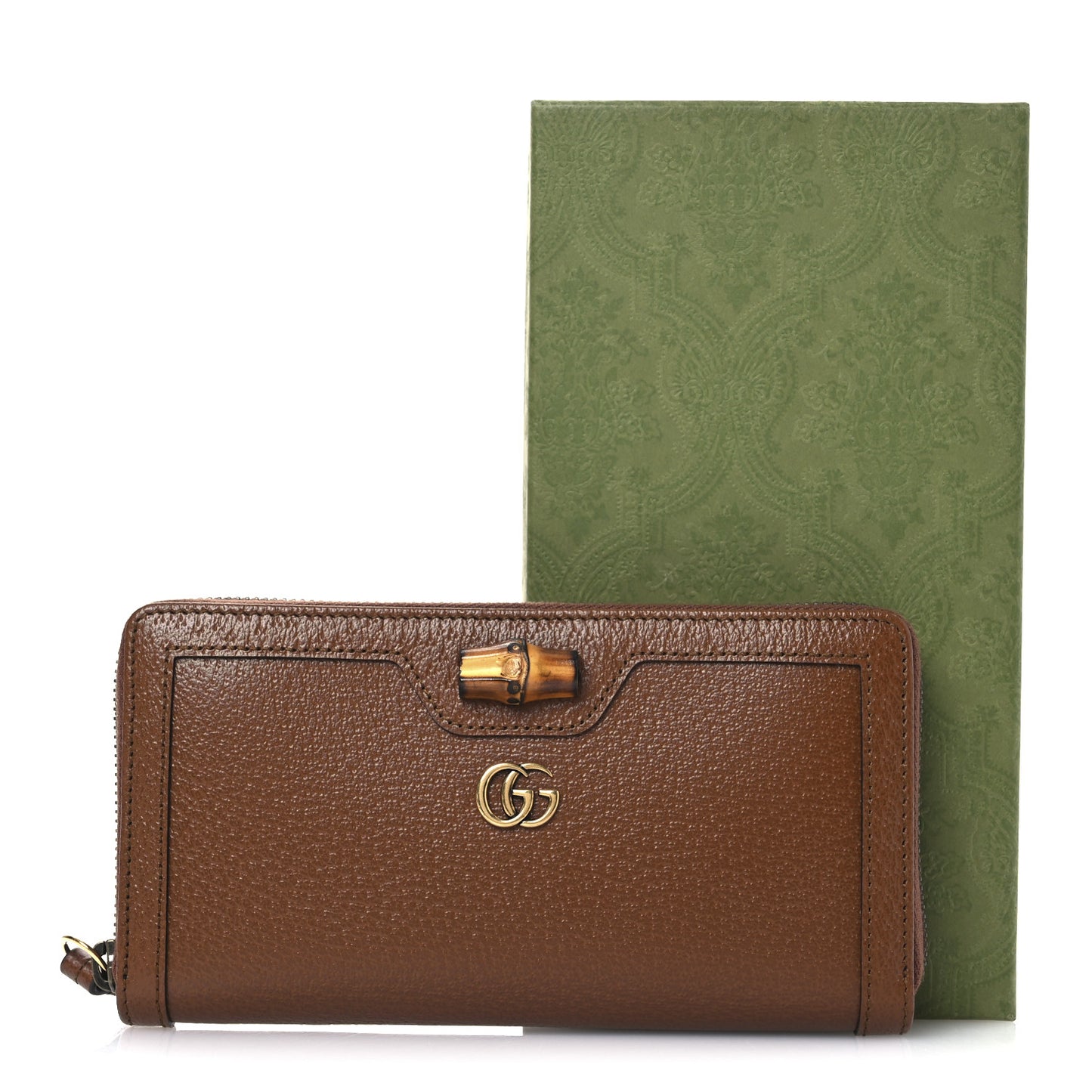 Wonka Grain Calfskin Diana Zip Around Continental Wallet Cuir
