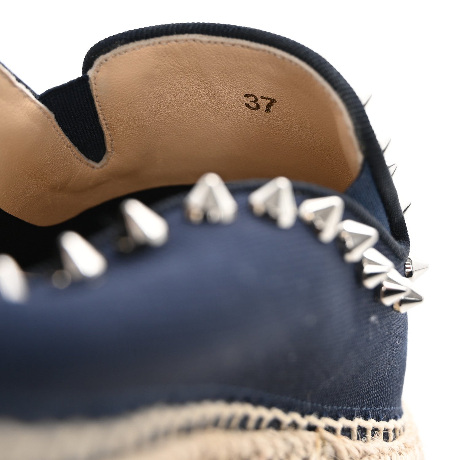 Christian Louboutin Canvas Espaboat Spikes Flat Espadrilles 37 Black 9 of 10