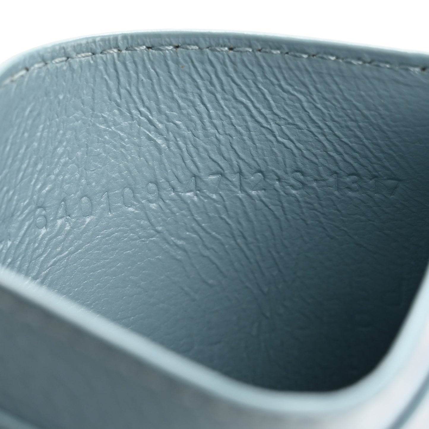 Grained Calfskin Neo Classic Silver Hardware City Card Holder Blue Grey