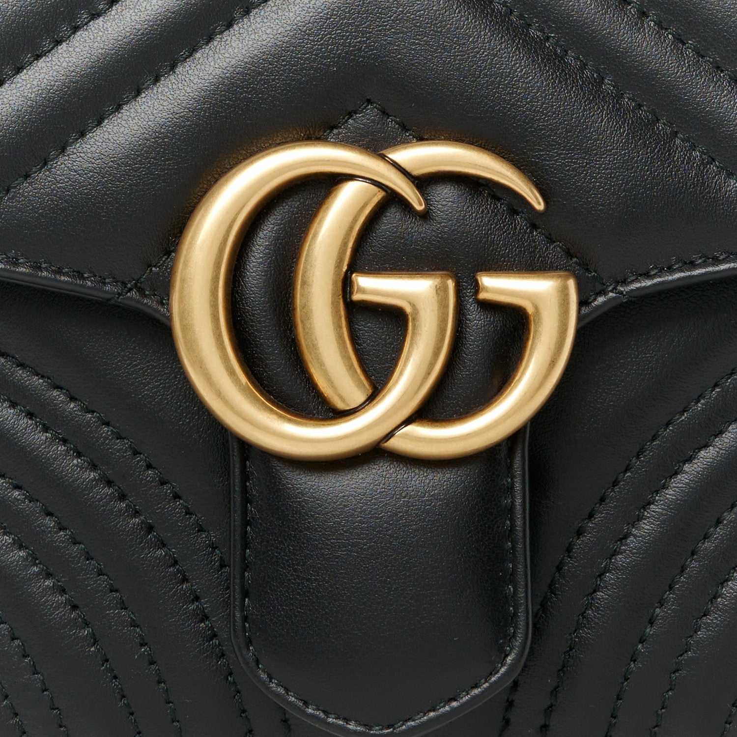 Gucci Calfskin Matelasse Mini GG Marmont Top Handle Shoulder Bag Black 8 of 10