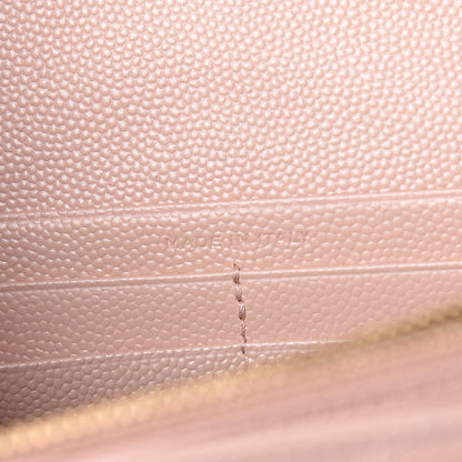 Saint Laurent Grain De Poudre Matelasse Chevron Monogram Chain Wallet Rose Antic 7 of 9