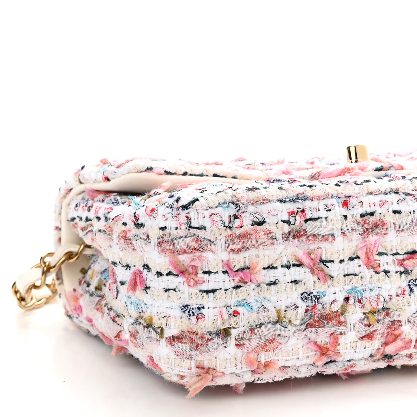 Tweed Quilted Mini Rectangular Flap Ecru Pink Blue Green