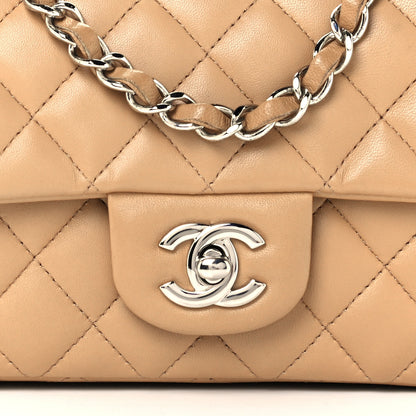 Chanel Lambskin Quilted Mini Rectangular Flap Beige 9 of 12