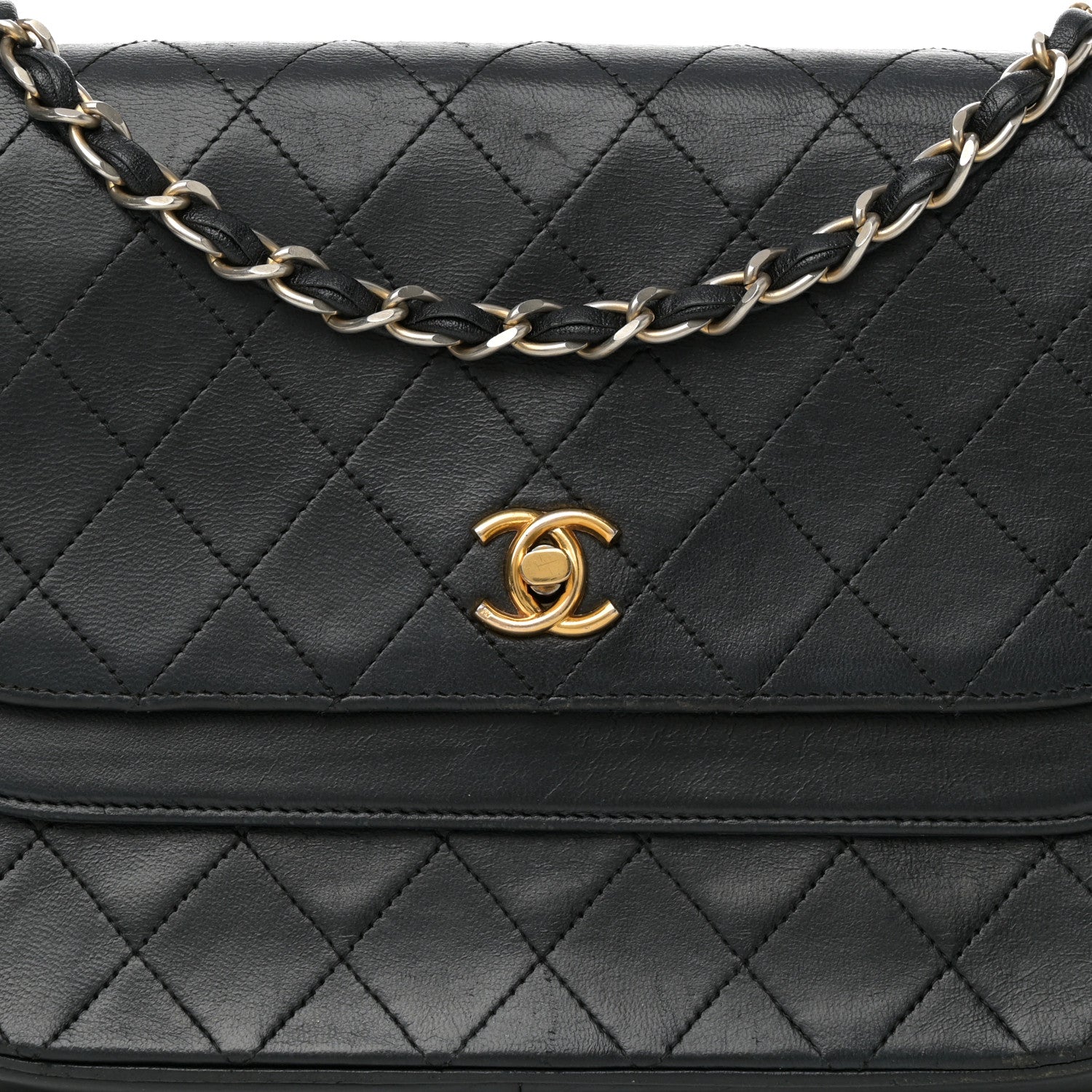 Chanel Lambskin Quilted Medium Round Double Flap Black 8 of 19