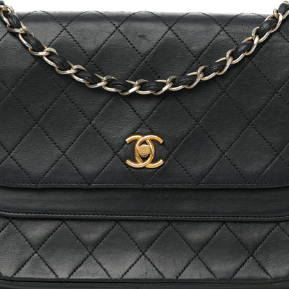 Chanel Lambskin Quilted Medium Round Double Flap Black 8 of 19