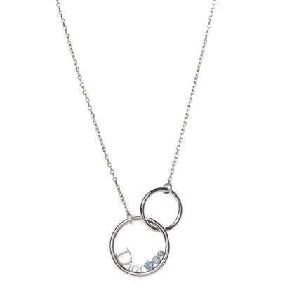 Christian Dior Metal Round Logo Crystal Necklace Silver 1 of 6