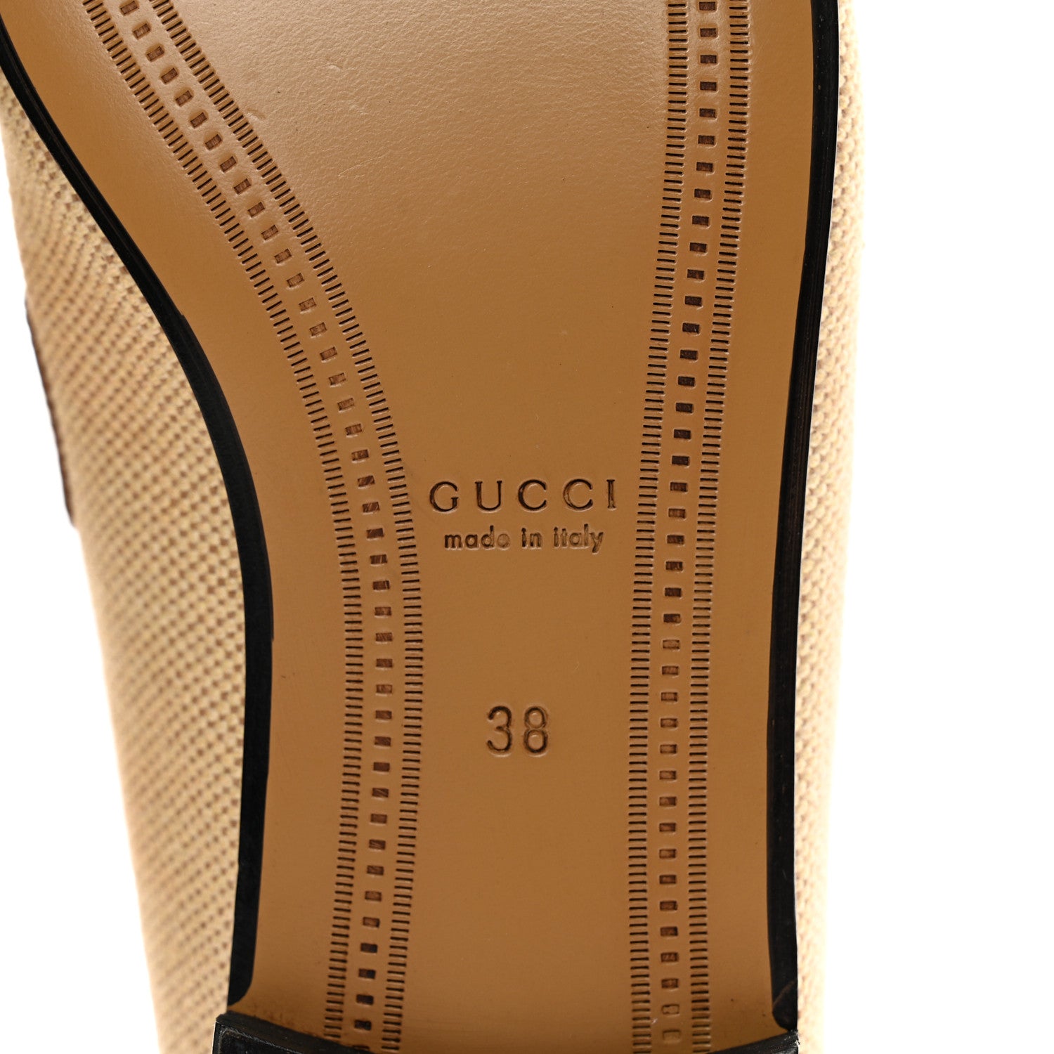 Gucci Canvas Malaga Kid Web Womens Horsebit Brixton Loafers 38 Sand Light Cuir 6 of 9