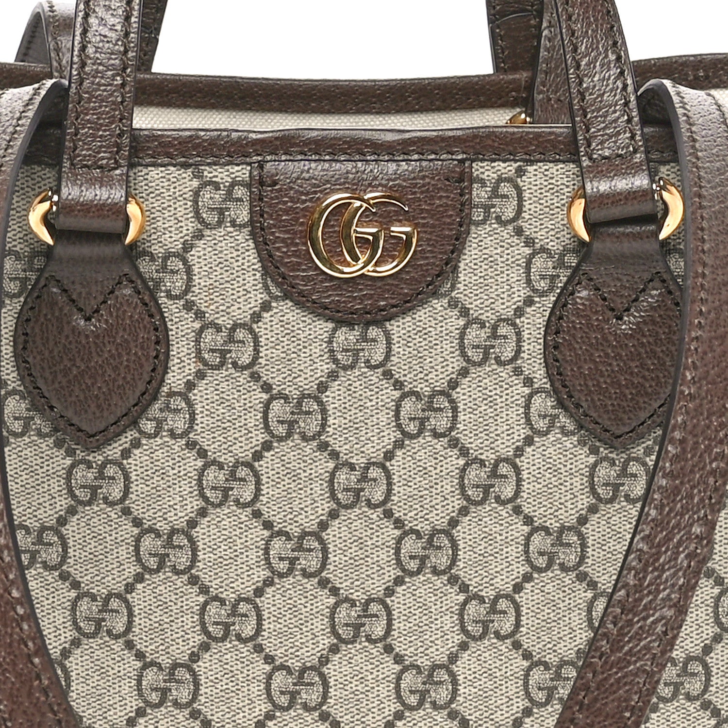 Gucci GG Supreme Monogram Textured Calfskin Small Ophidia Shoulder Tote Bag Beige Ebony New Acero 8 of 10