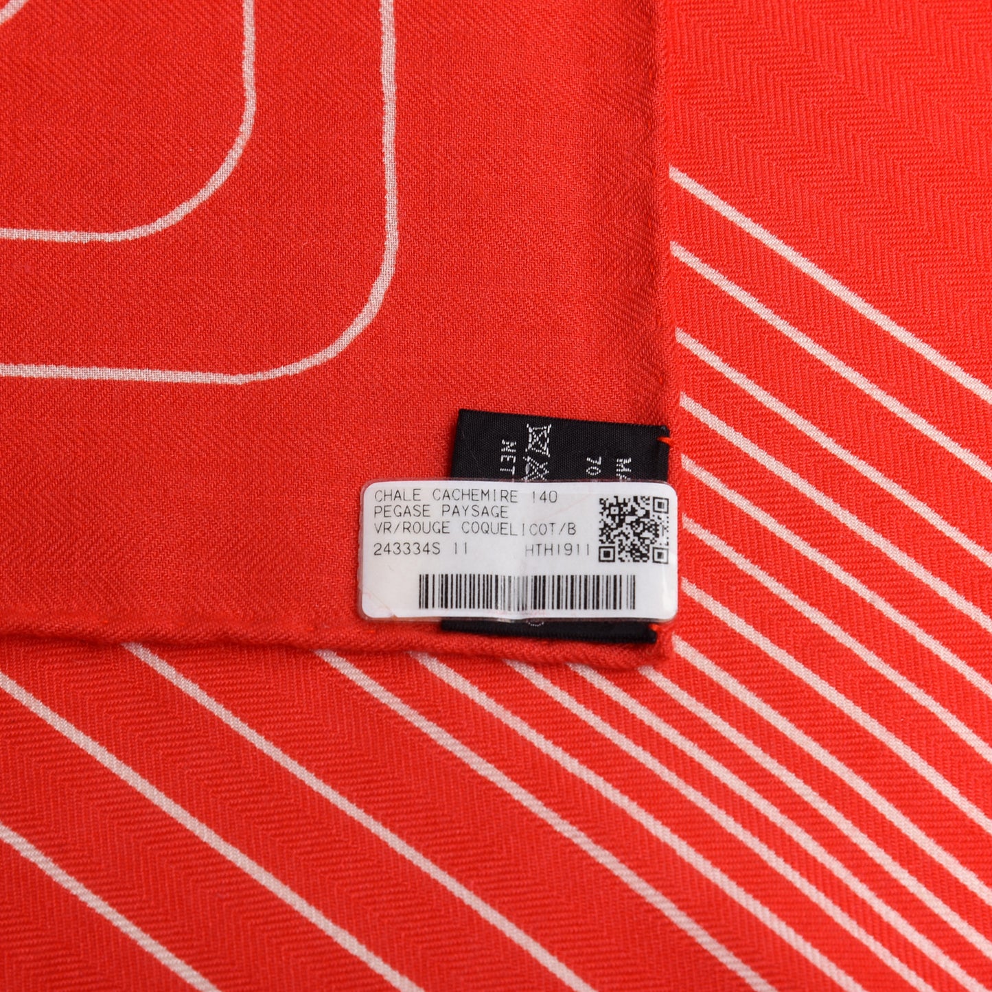 Cashmere Silk Pegase Paysage Shawl 140 Rouge Coquelicot