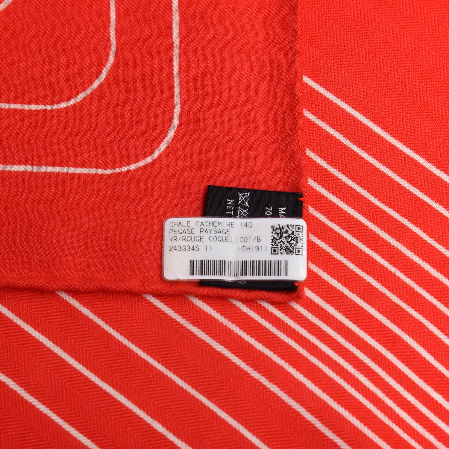 Hermes Cashmere Silk Pegase Paysage Shawl 140 Rouge Coquelicot 4 of 4