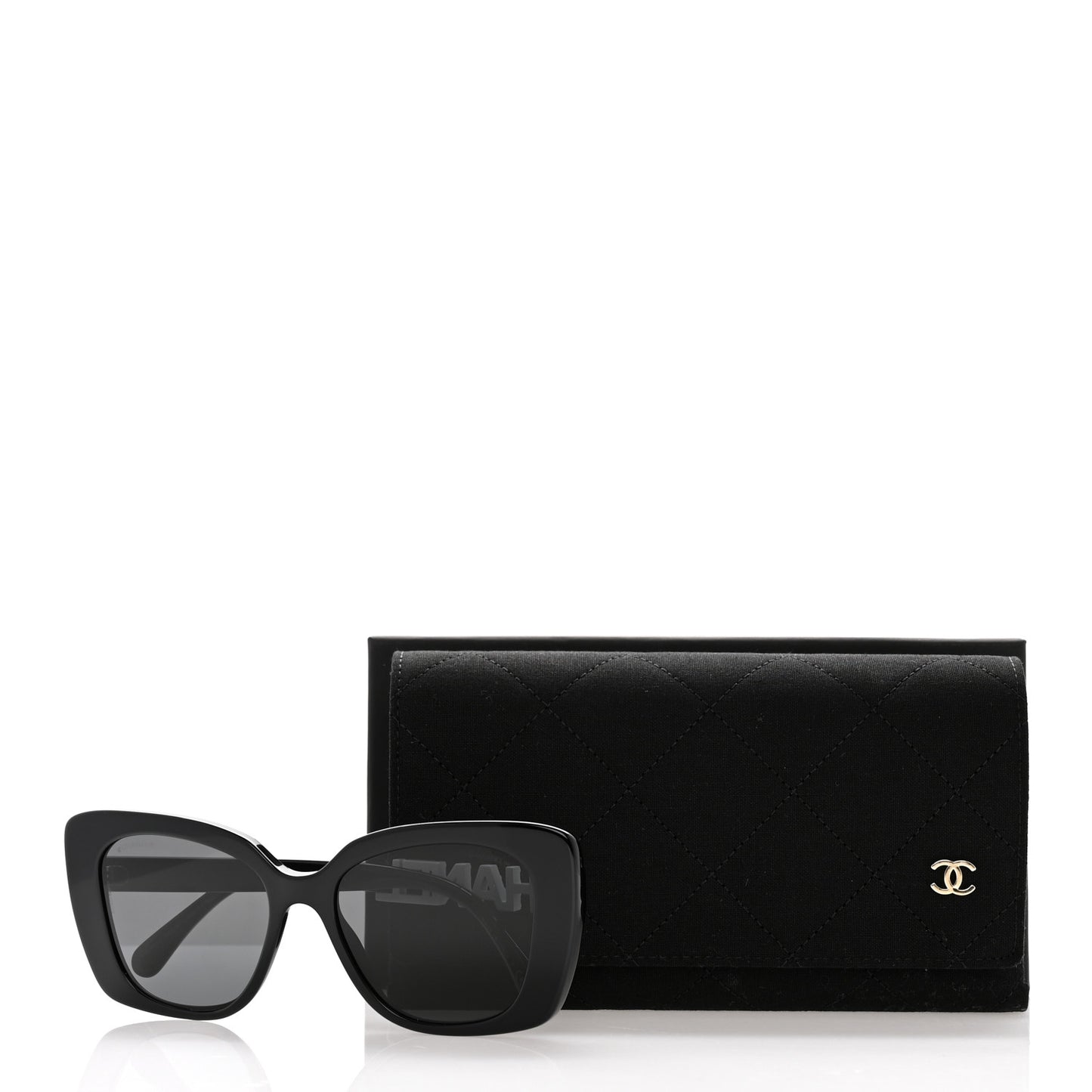 Acetate Strass Square Sunglasses 5422-B Black White