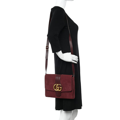 Gucci Suede Medium Arli Flap Shoulder Bag Vintage Bordeaux 2 of 11