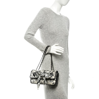 Chanel Silk Lambskin Coco Mademoiselle Scarf Flap Bag White Black 2 of 7